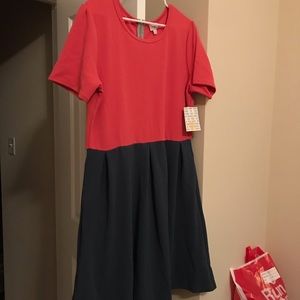3xl LuLaRoe Amelia color block dress pink/navy